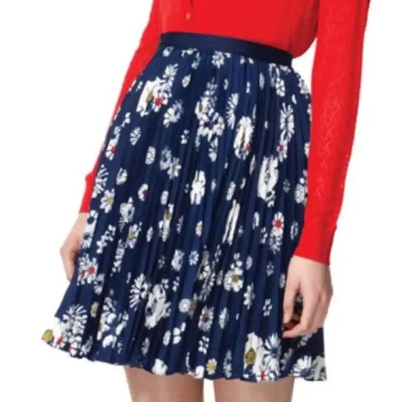 Jason Wu x Target NEW Accordion Skirt Women’s Size 10 Navy Floral A-Line Medium - Picture 1 of 9